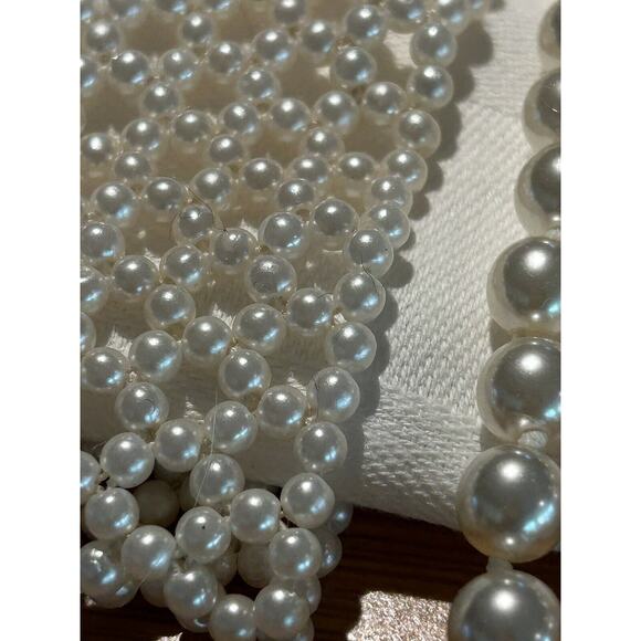 Vntg Lot‎ Faux 2 Pearl Lattice Stretch Bracelets Wide + Strand Knotted Necklace - Picture 9 of 9